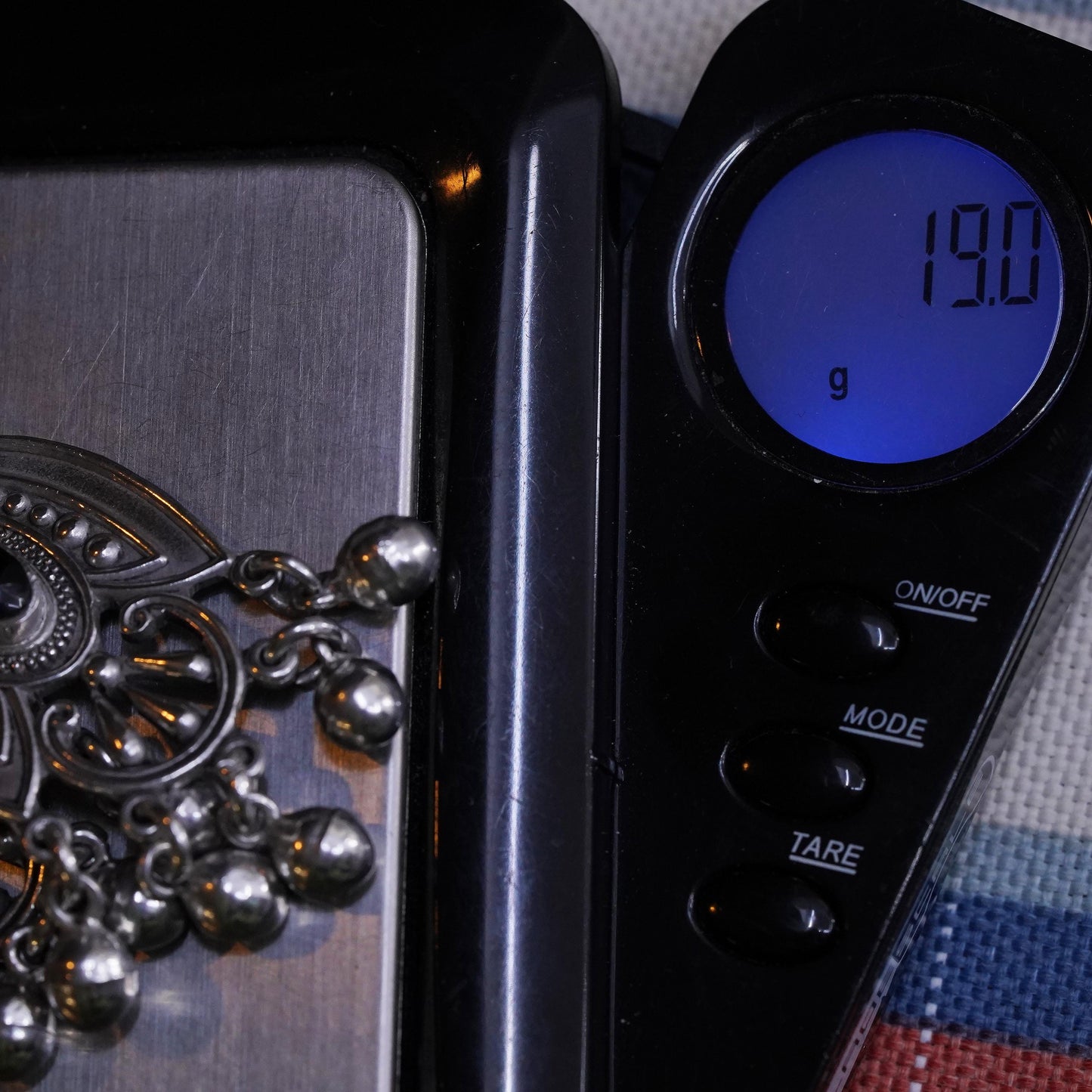 Vintage sterling 925 silver handmade earrings with onyx and bead dangles