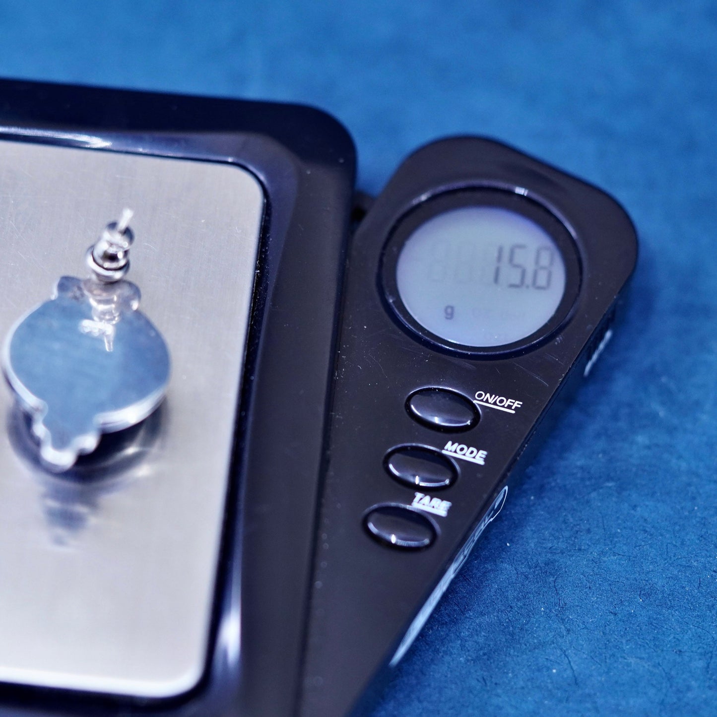 Vintage Sterling silver handmade earrings, 925 studs with round sodalite