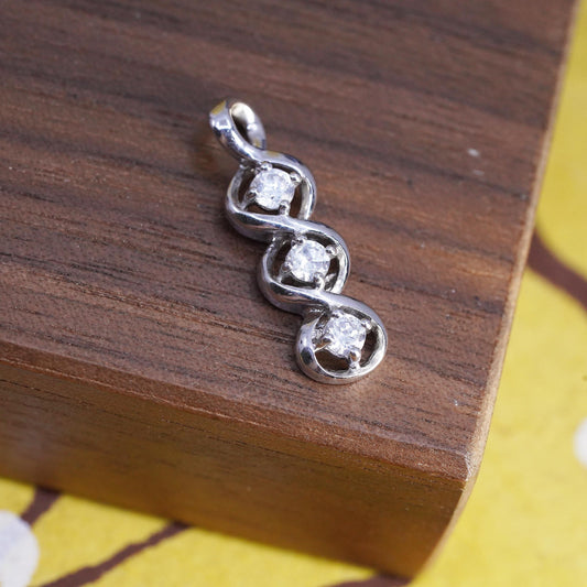 Vintage Sterling silver pendant, 925 cz bar pendant