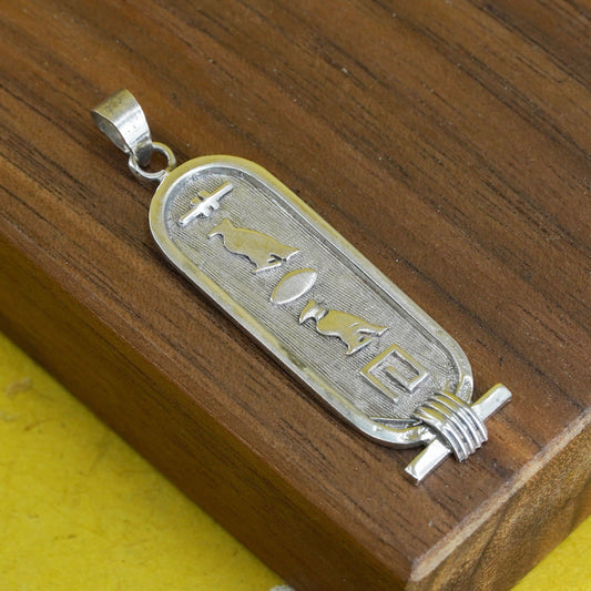 Sterling silver handmade pendant, oxidized Egyptian 925 silver eagle charm