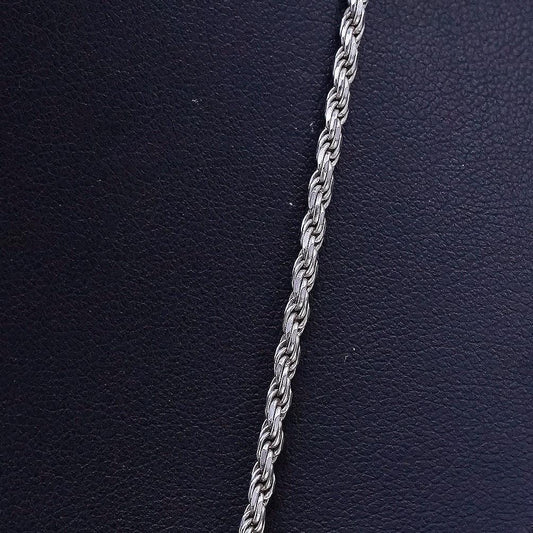 30" 2mm, vintage Sterling silver handmade necklace, 925 rope chain
