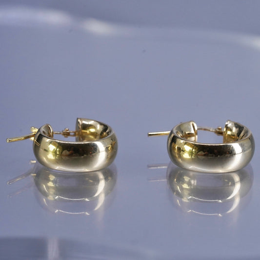 0.5”, Italian vermeil gold over Sterling silver earrings, bold 925 huggie hoops