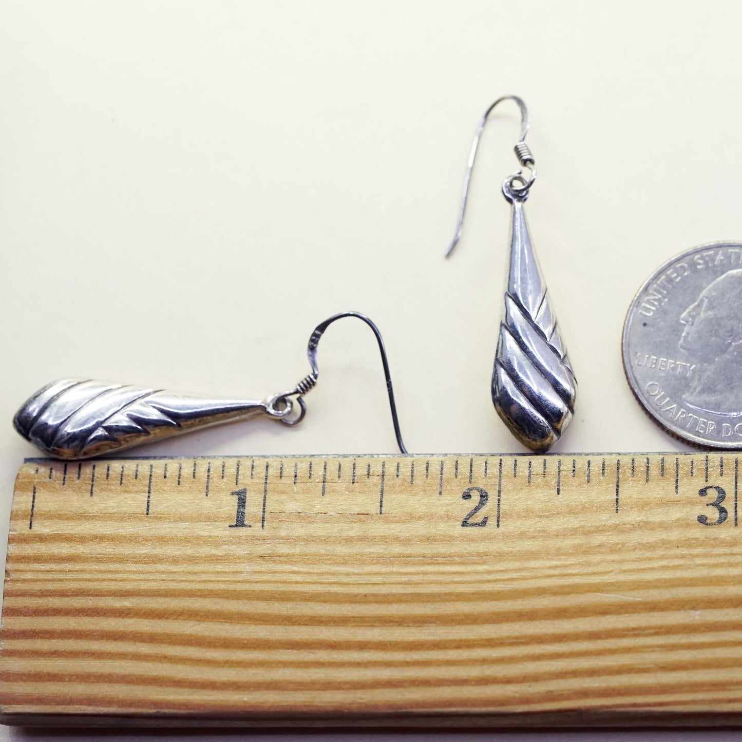 vintage modernist sterling silver 925 handmade teardrop earrings