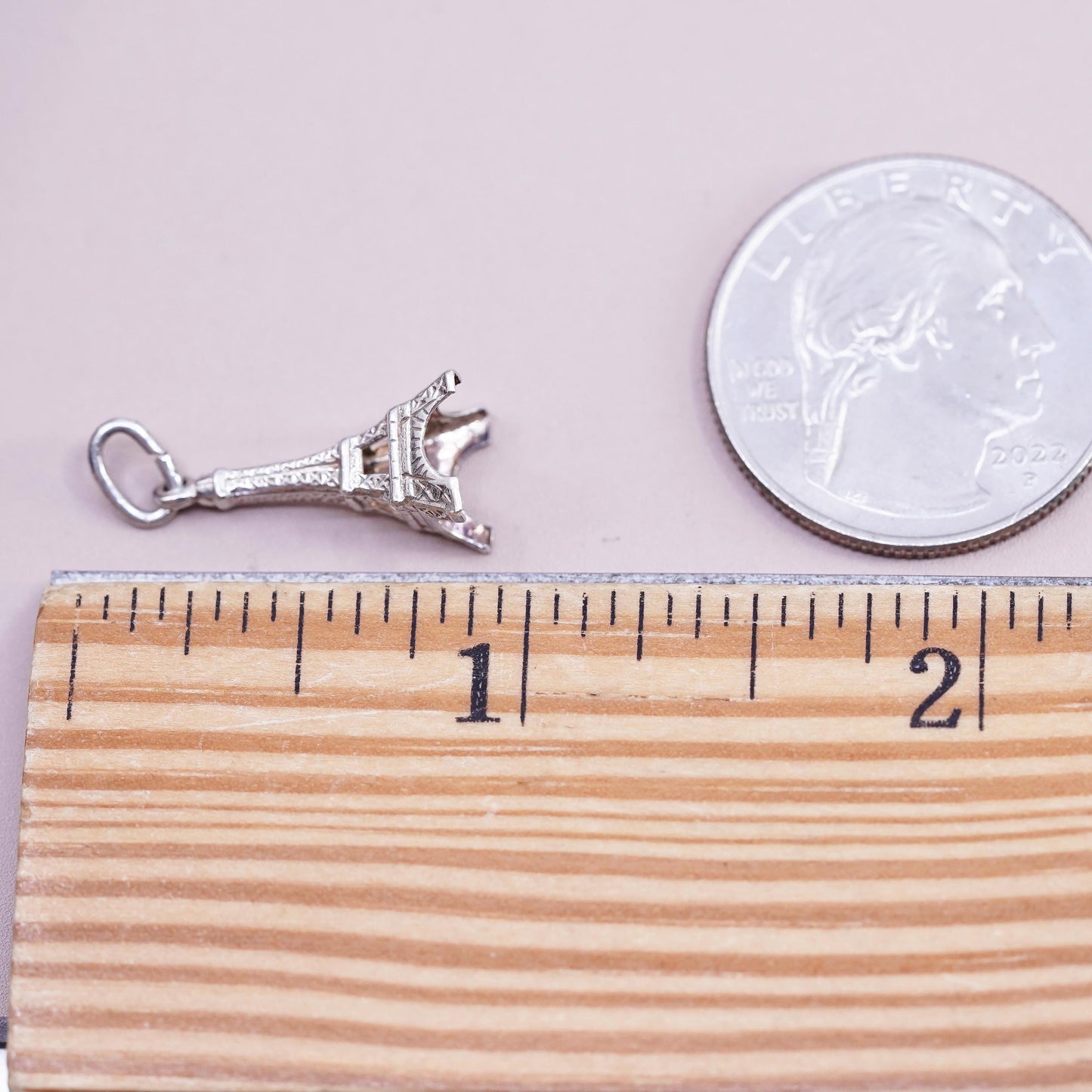 Vintage Sterling silver handmade pendant. 925 skating tower charm
