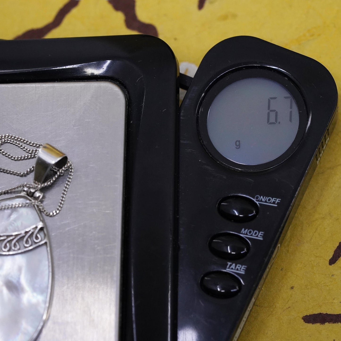 Vintage Sterling 925 silver handmade pendant with teardrop mother of pearl