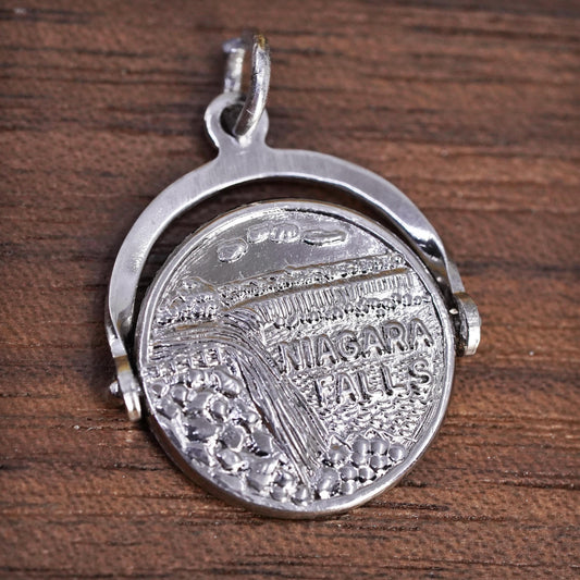 Sterling Silver 925 Niagara Falls Moving Spinner Charm Wish You Were Here