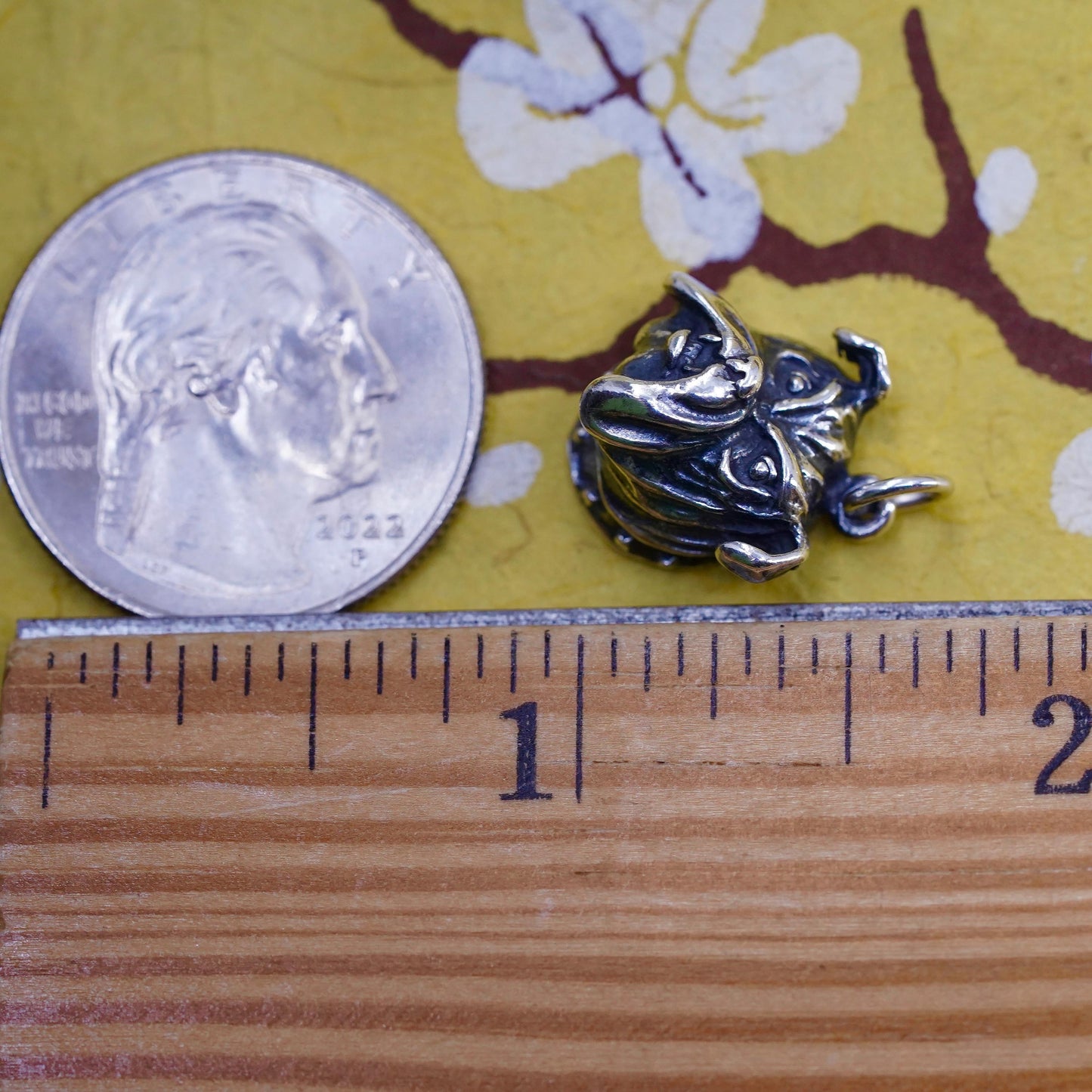 Vintage Sterling silver handmade pendant, 925 bulldog dog charm