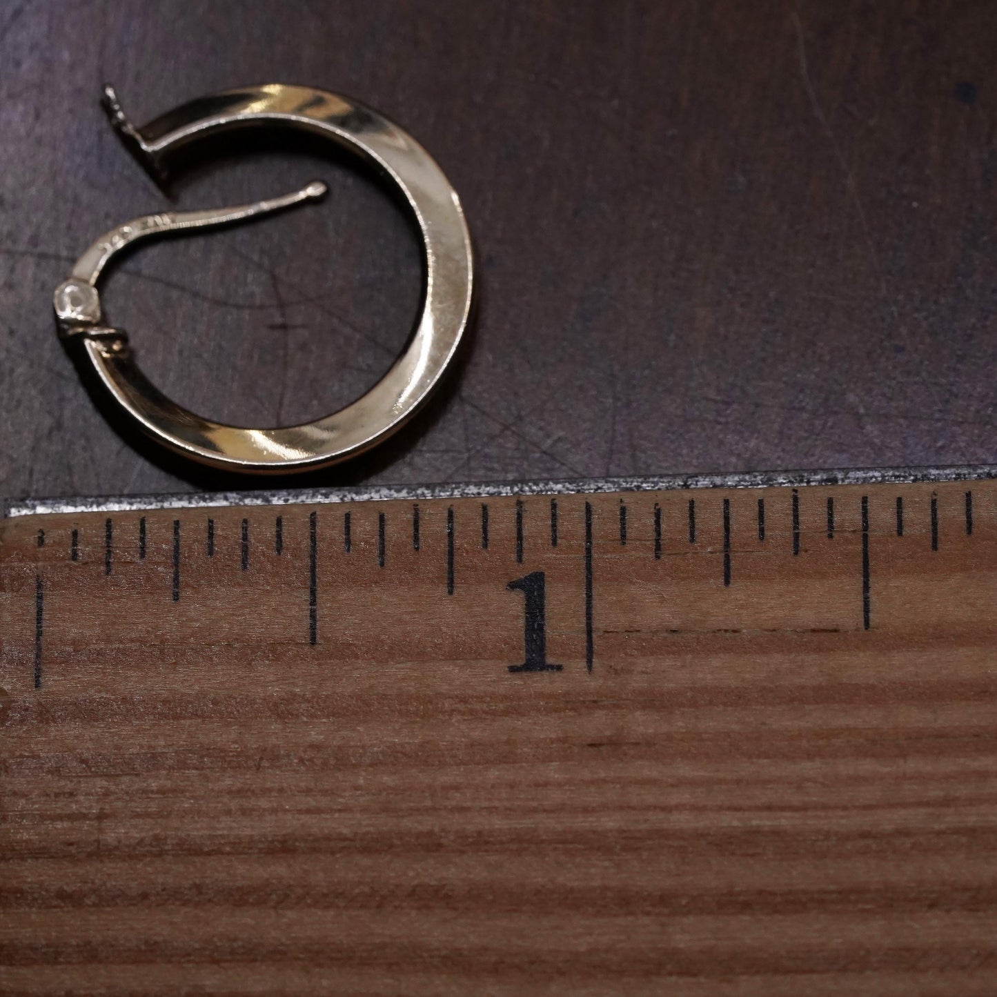 0.75", vermeil yellow gold over sterling silver single earring, primitive hoop