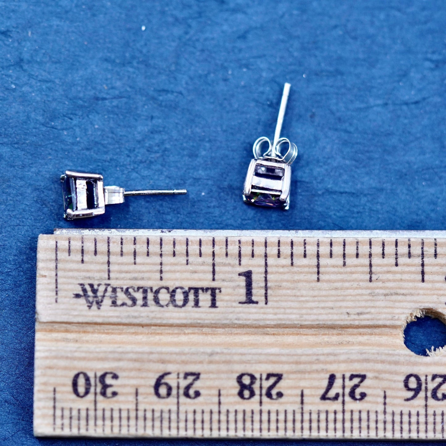 6mm, Sterling 925 silver handmade earrings with rainbow topaz studs