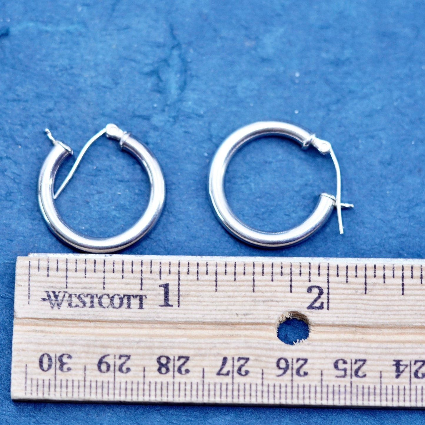 0.75”, vintage Sterling silver handmade earrings, 925 hoops, huggie