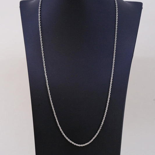 24",, VTG Danecraft USA Sterling silver necklace, 925 Diamond cut rope chain