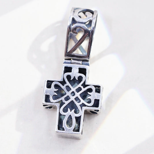 Vintage handmade Sterling silver pendant, 925 filigree cross charm