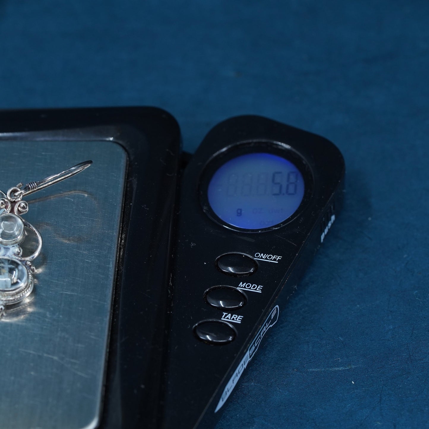 Vintage Sterling silver cluster earrings, 925 dangles with blue crystal beads