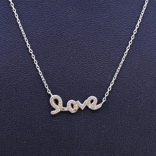 18", vintage Sterling silver handmade necklace, 925 circle chain love pendant