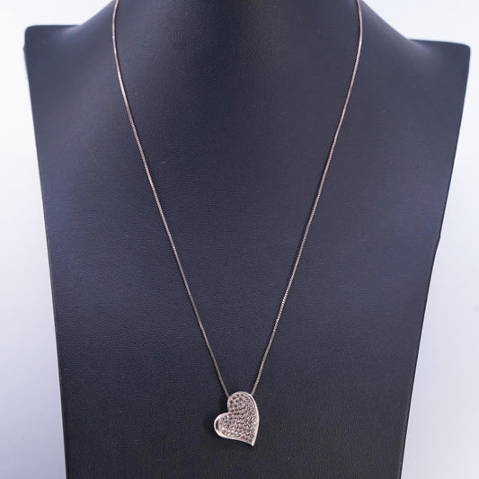 18”, vermeil rose gold Sterling 925 silver necklace cluster cz heart pendant