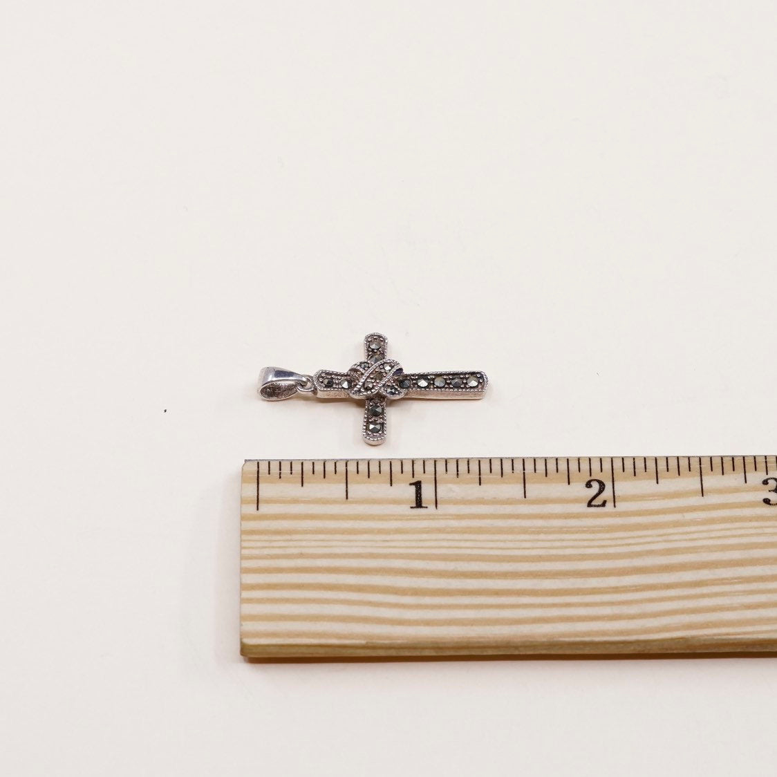 VTG PD handmade sterling silver cross, 925 silver with marcasite