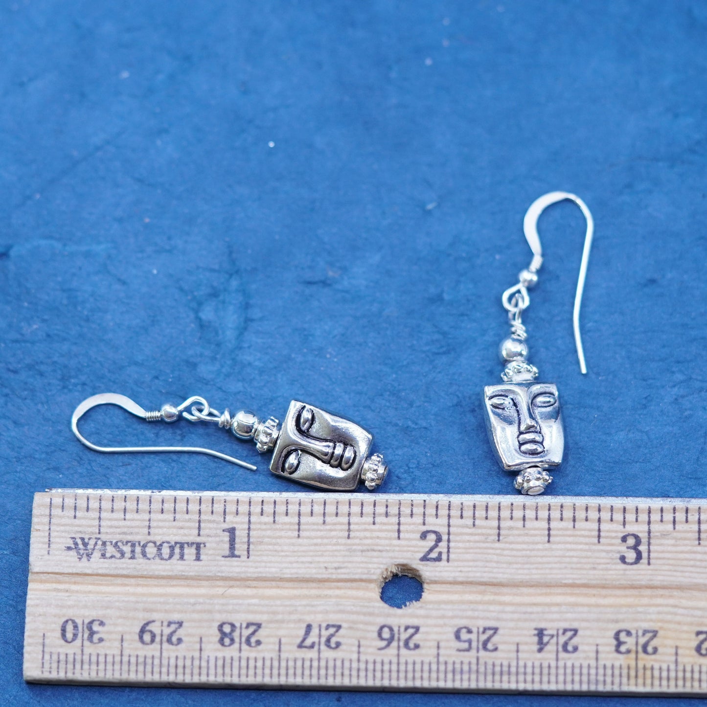 Vintage Sterling silver 925 face earrings