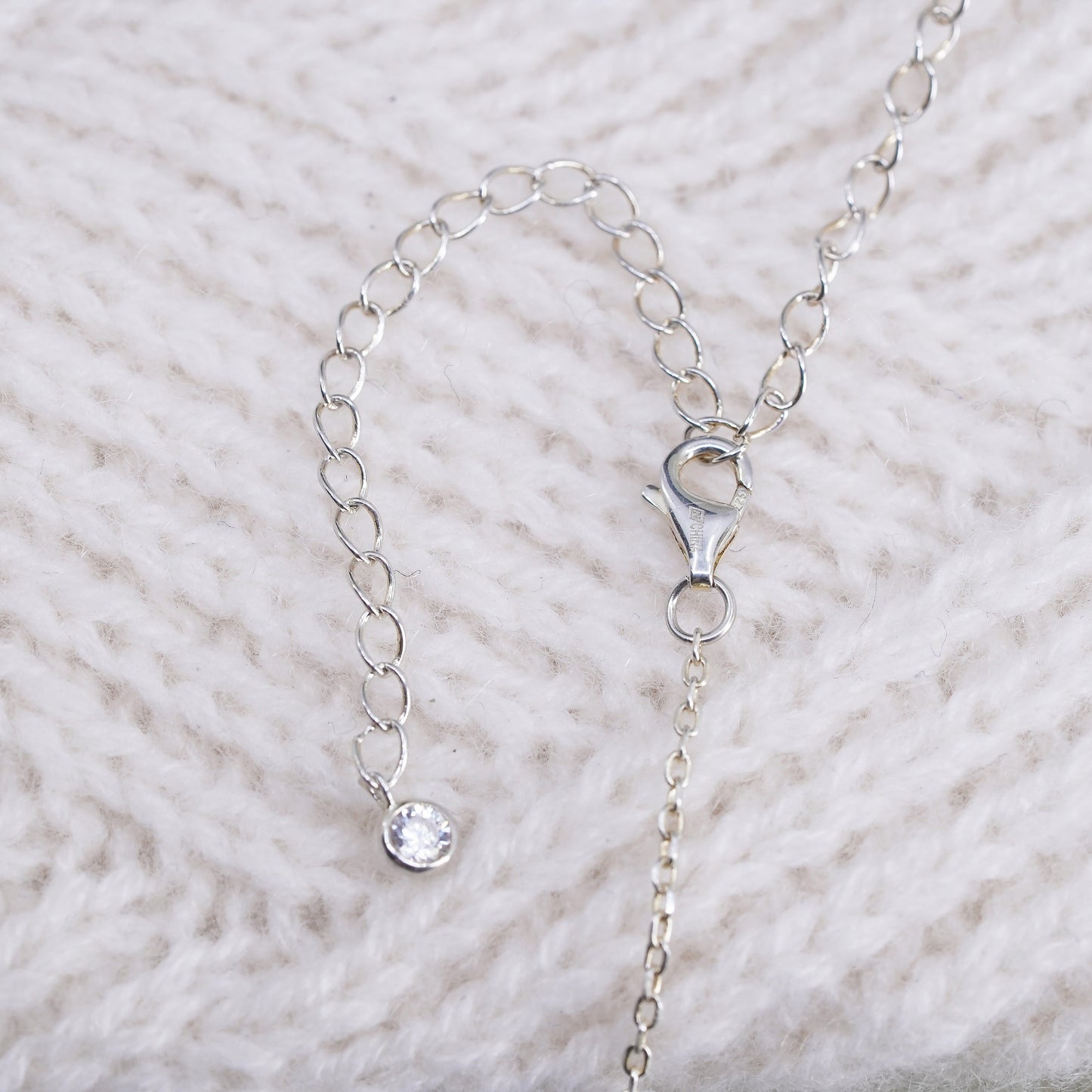 12+4”, Vintage vermeil gold over sterling silver circle chain necklace with cz