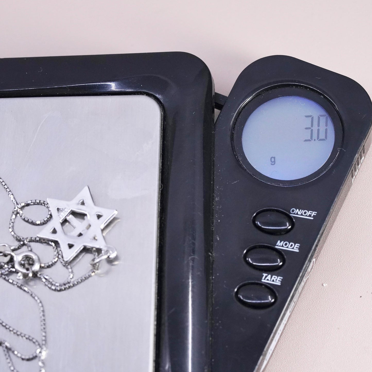 18” Sterling 925 silver box chain necklace hexagram Star of David cross pendant
