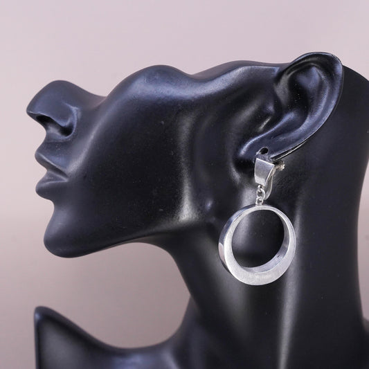Sterling 925 Silver Circle Dangle Earrings, Large Open Hoop Screw Back Earrings