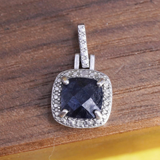 Vintage DBJ Sterling 925 silver pendant with natural sapphire diamond details