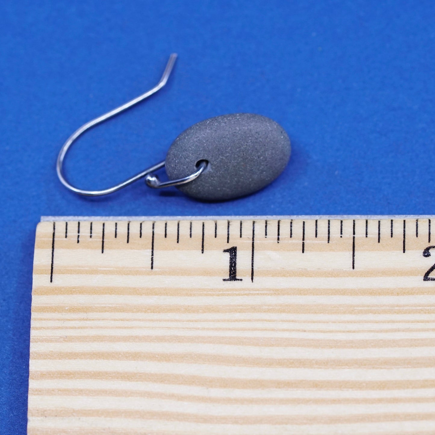 Vintage sterling silver handmade earrings, solid 925 silver hooks with stone