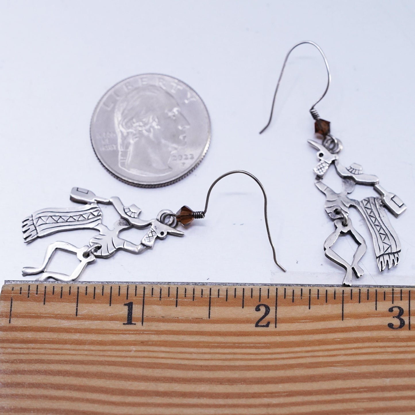 VTG 925 Sterling Silver Cowboy Earrings, Western Cowgirl Dangles, Moving Legs