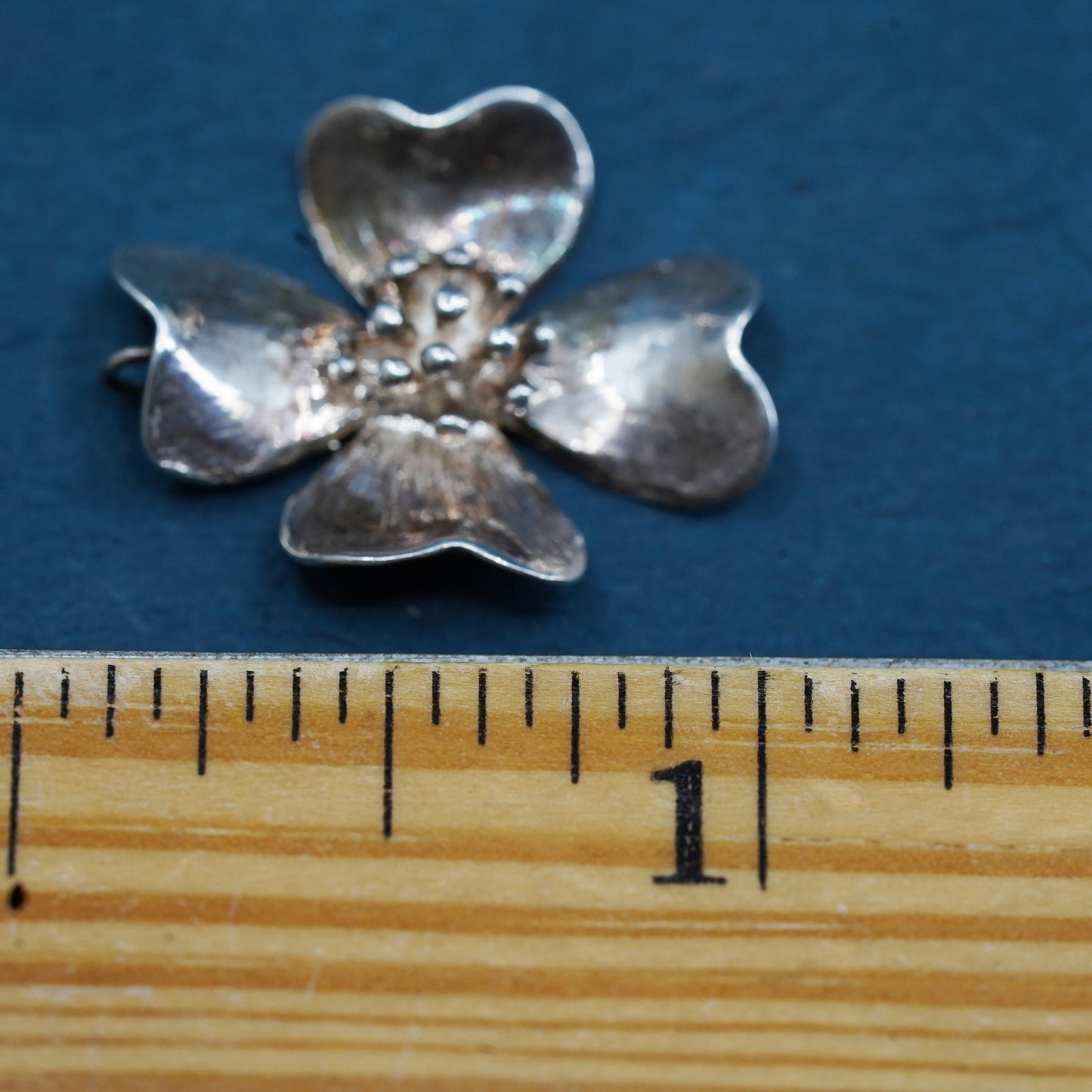 Vintage NYE Sterling silver handmade pendant, 925 dogwood flower charm