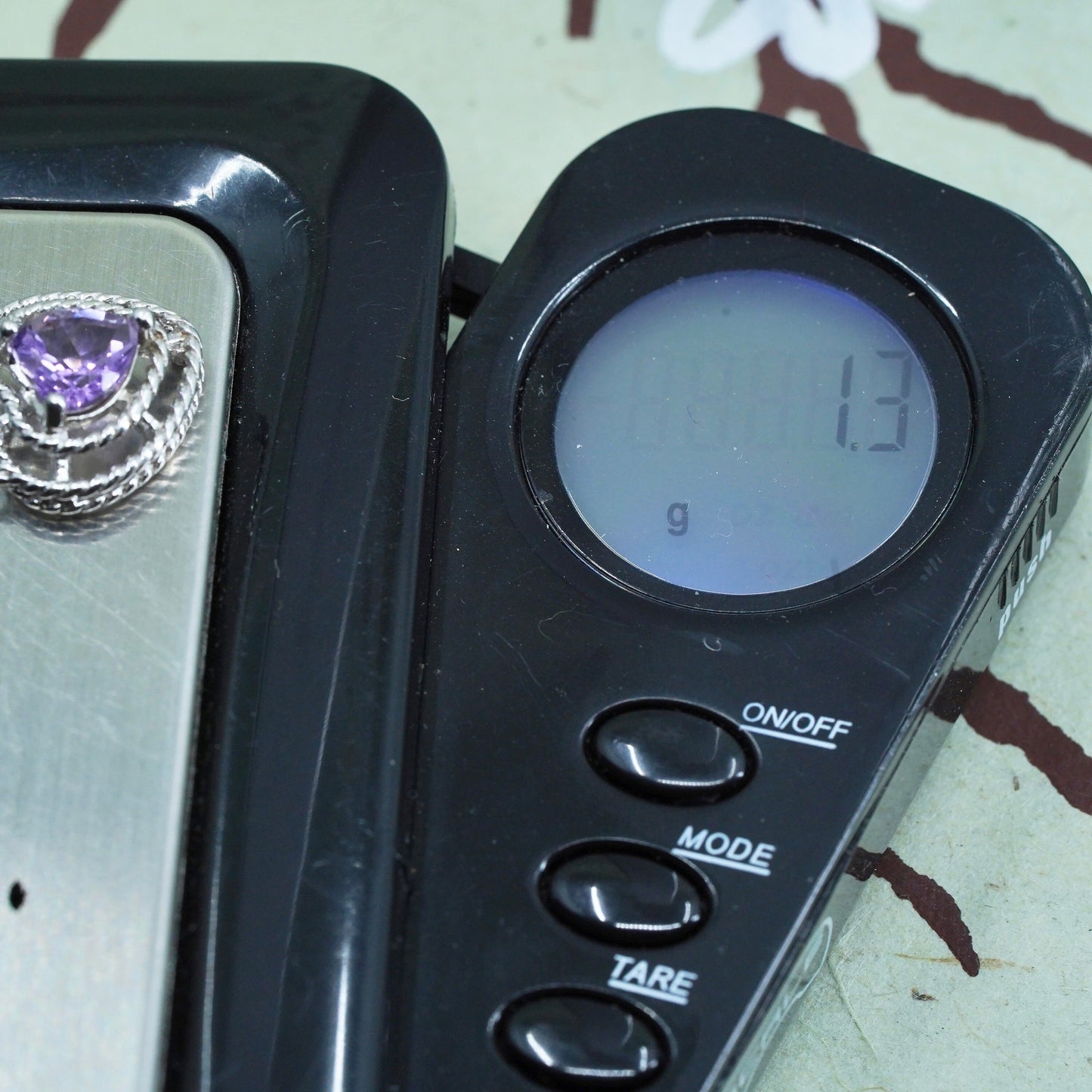 Vintage Sterling silver 925 pendant with heart amethyst