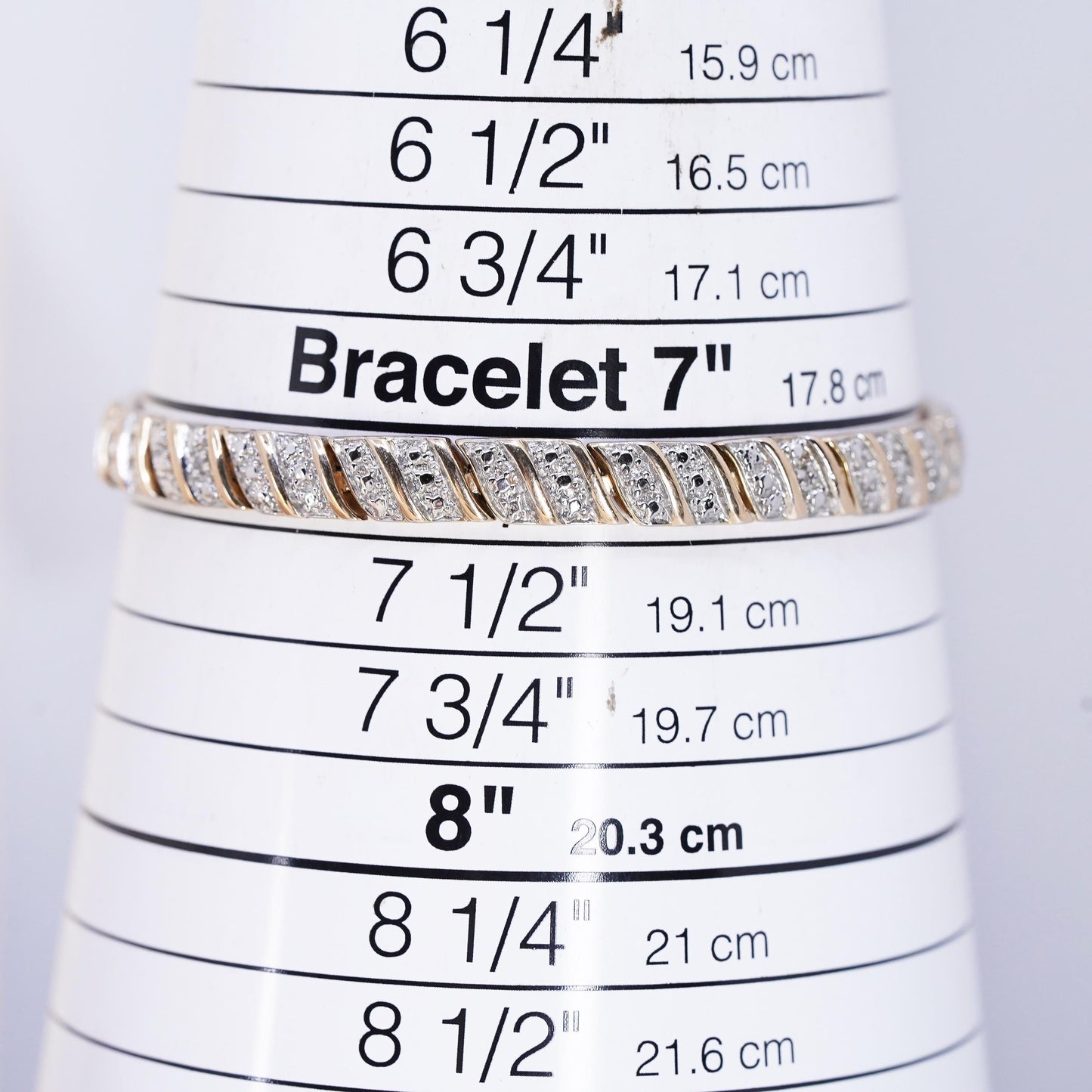 7.25”, vermeil gold sterling silver tennis bracelet 925 San Marco chain diamond