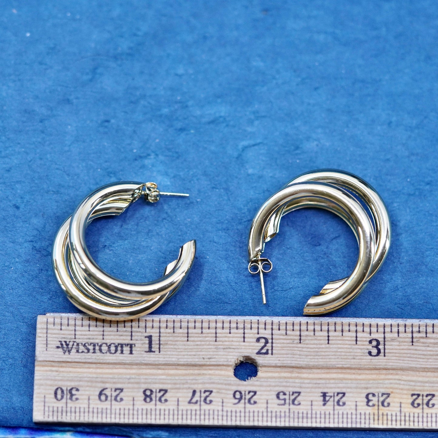 1.25”, vermeil gold over Sterling silver 925 huge hoop earrings, moon hoops