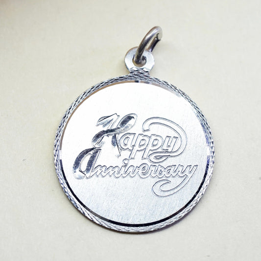 Vintage Sterling silver handmade pendant, 925 tag charm “happy birthday”