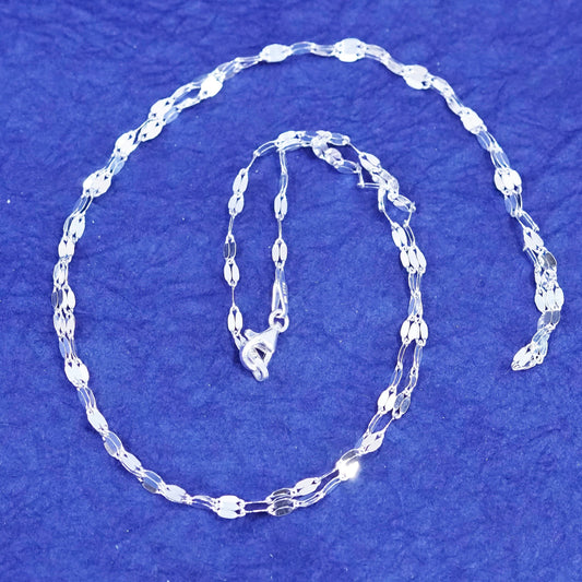 24”, 1mm, vintage Sterling silver handmade long necklace, 925 flatten chain