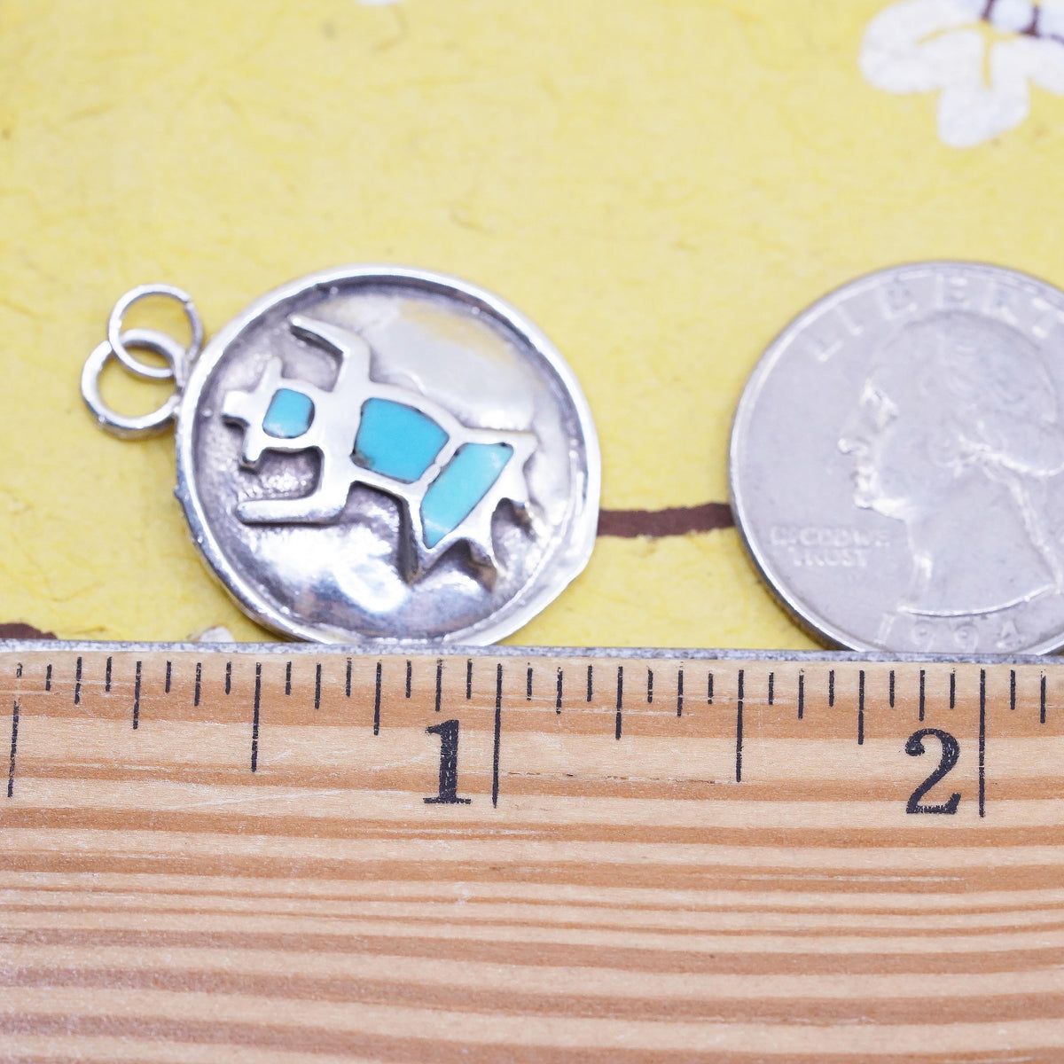 Southwestern Turquoise Cowboy Pendant Sterling Silver Charm Native American 925