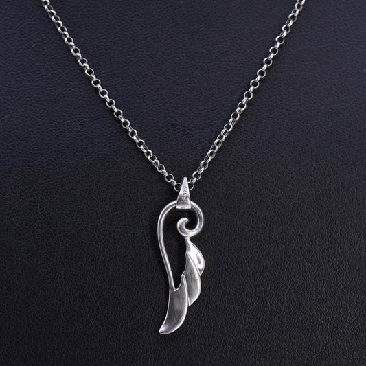 18" 1.6mm, vintage Sterling 925 silver circle chain necklace with ring pendant