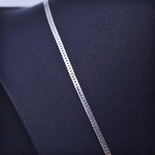 18” 2mm, vintage Italy Sterling 925 silver flatten curb chain necklace
