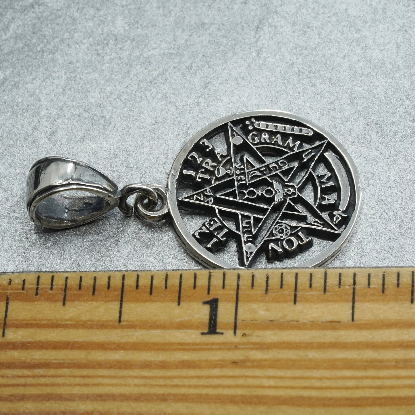 Vintage Sterling silver handmade 925 te tra gram ma ton coin star pendant charm