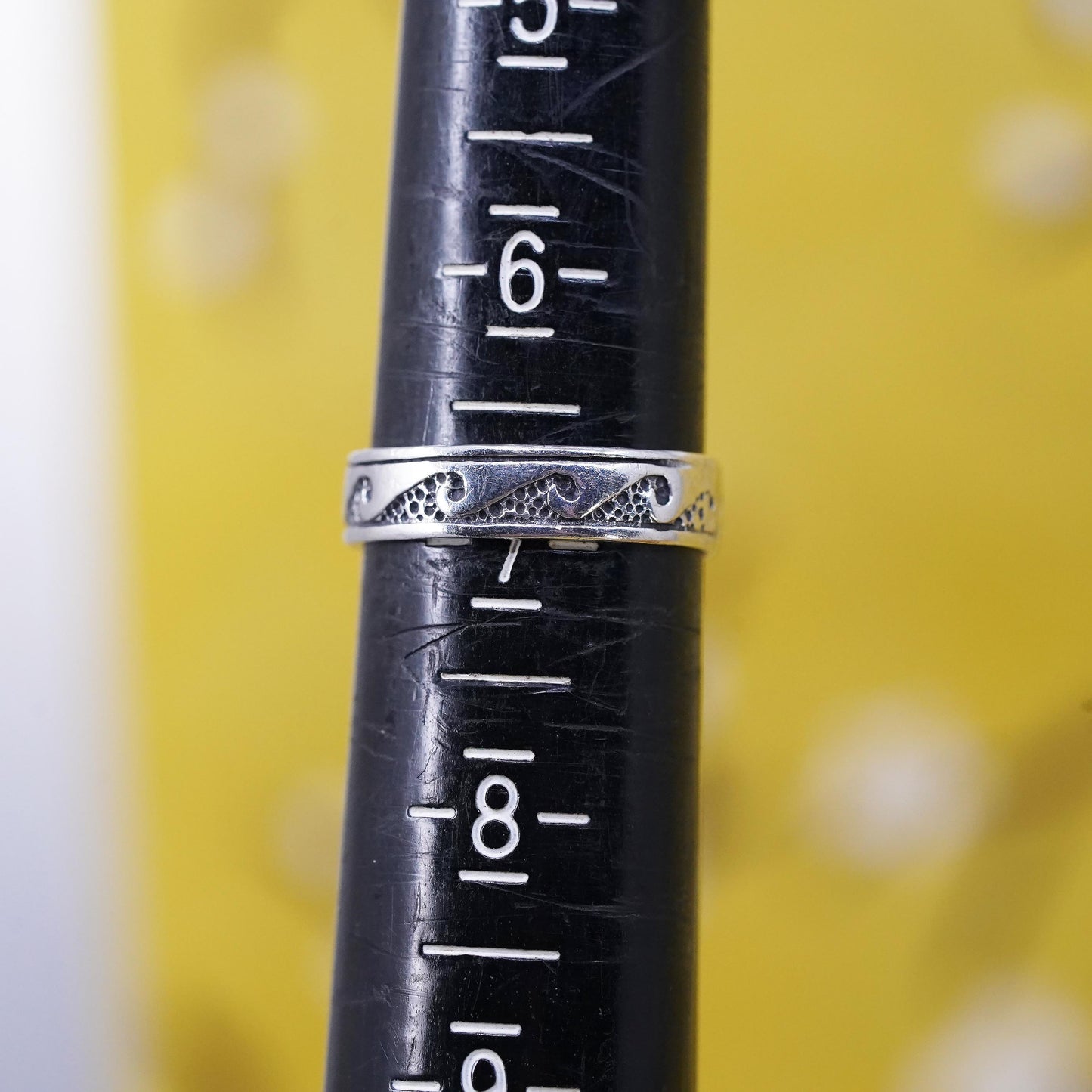 Size 6.75, vintage Sterling silver handmade ring, 925 wavy wave band