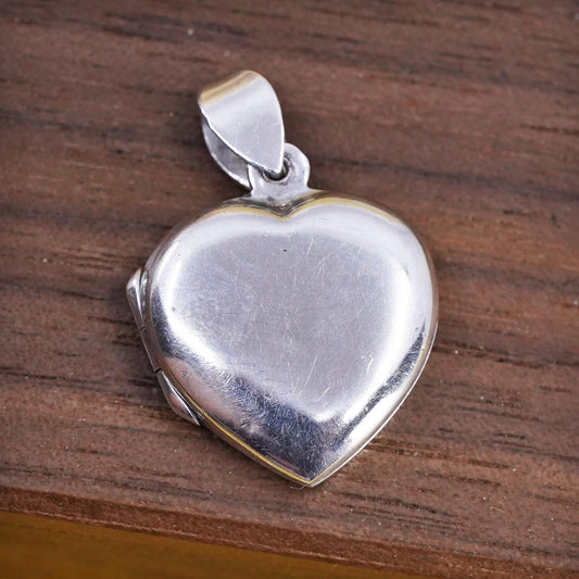 Vintage Sterling silver handmade pendant, 925 heart shaped photo locket