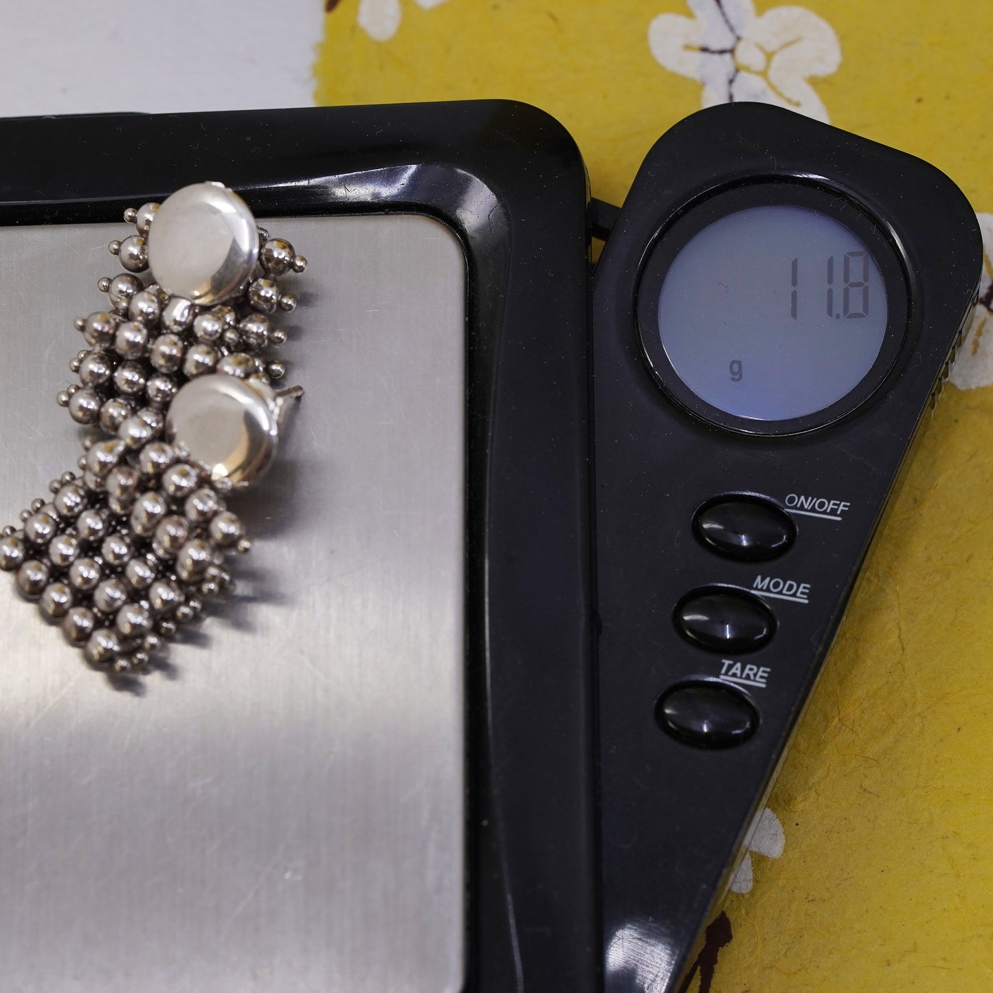 Vintage Italian Sterling silver handmade earrings, 925 beads drops