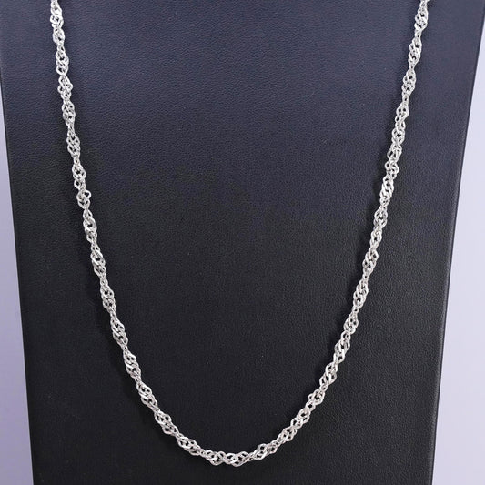 25", vintage Italian Sterling silver handmade necklace, 925 twisted curb chain