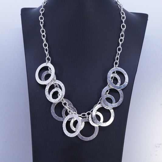 20", vintage Mexican Sterling 925 silver circle necklace circle disc pendants