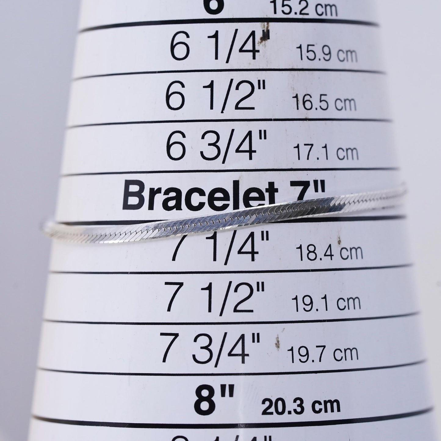 7.25" 3mm, Vintage Italian sterling silver herringbone bracelet, 925 chain
