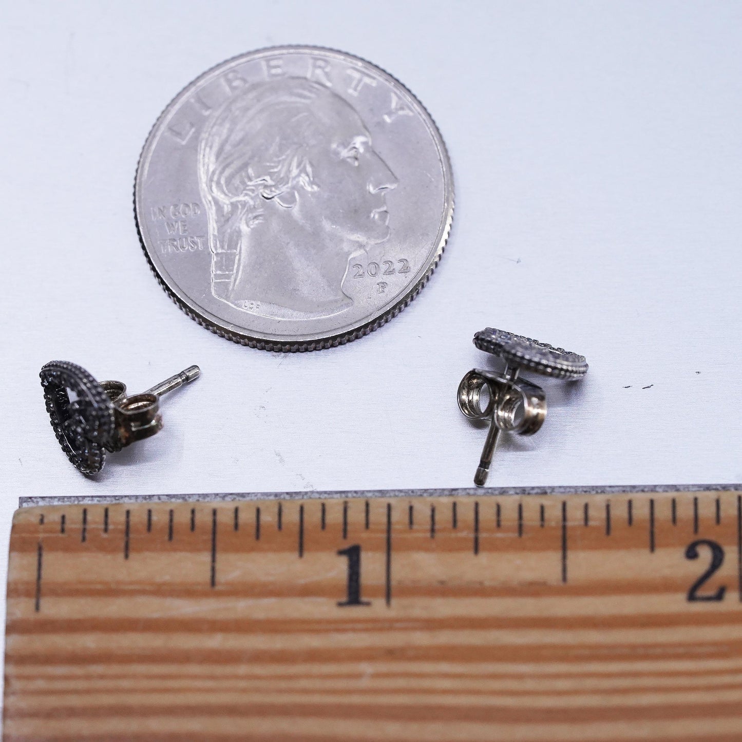 VTG Pandora ALE Sterling silver handmade earrings, 925 heart studs cluster cz