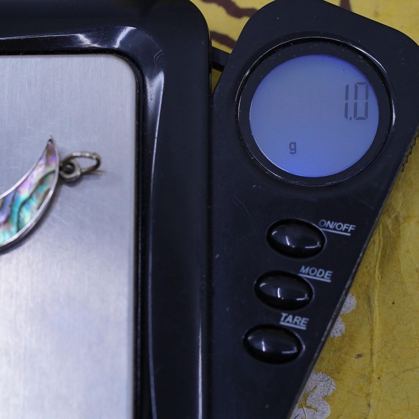 Vintage Sterling 925 silver handmade moon pendant with abalone inlay