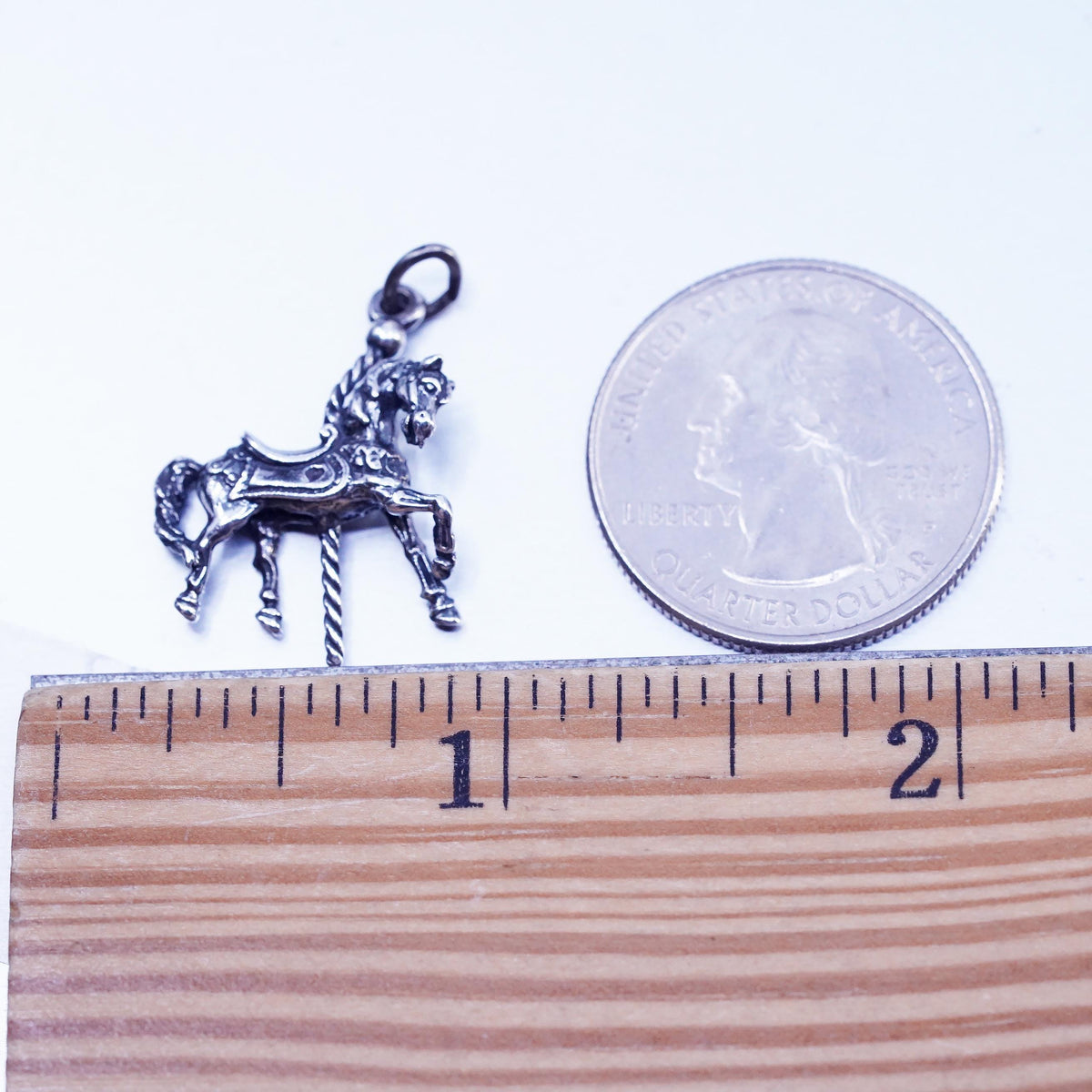 VTG Sterling Silver 925 Carousel Horse Charm Pendant, Merry Go Amusement Park