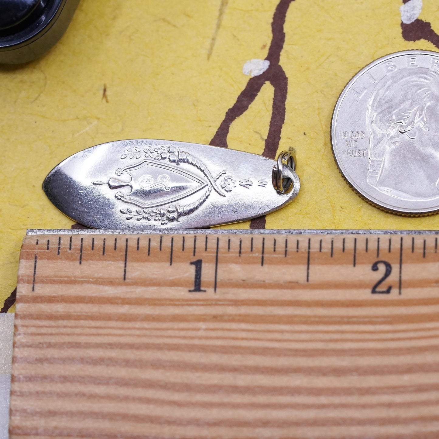 Vintage Sterling silver handmade charm, 925 spoon tag pendant, silver tested