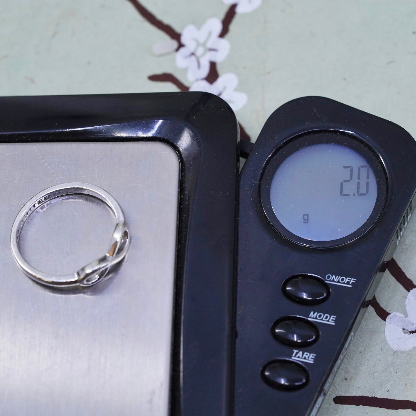 Size 7, Sterling silver handmade ring, stackable 925 infinity band “daughter”