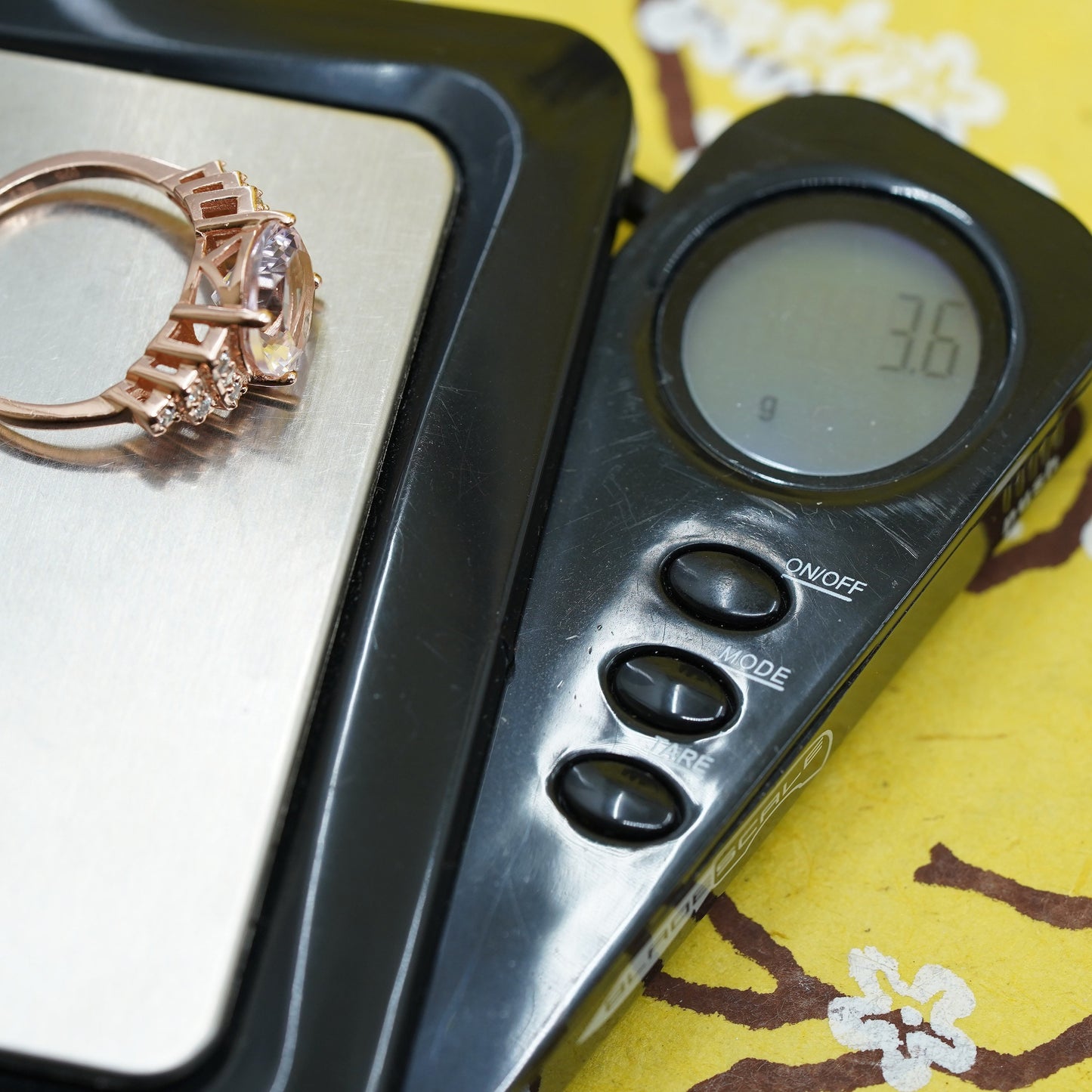 Size 7.75, vintage rose gold filled Sterling silver 925 ring with cz
