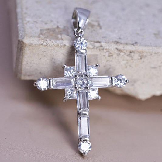 Vintage Sterling silver handmade pendant, 925 cluster cross
